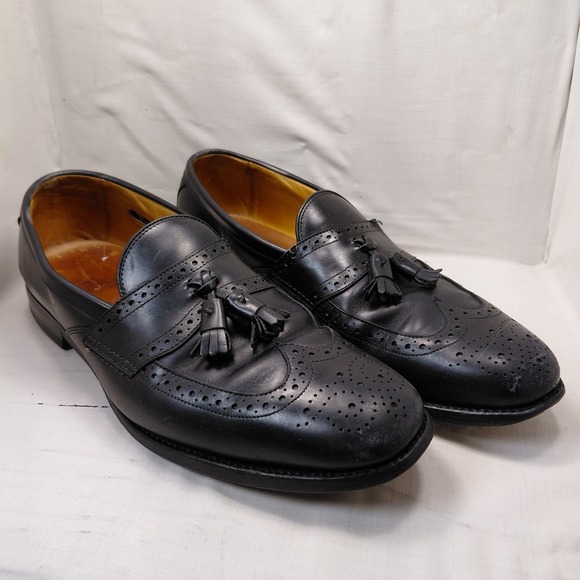 Allen Edmonds Other - Allen Edmonds Chambray Mens 11 B Black Leather Tassel Wingtip Loafers 6204